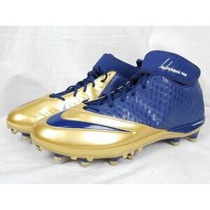 Mens Nike Superbad Pro Football Spikes cleats Lunarlon Blue Gold New Size 15